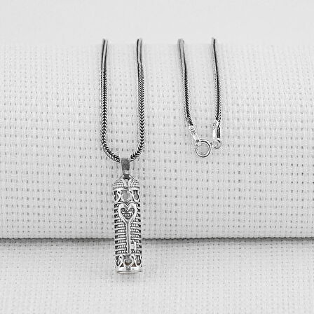 Kalp Anahtar Dualı Cevşen 925 Ayar Gümüş Erkek Kolye