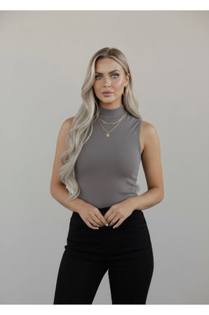 Kadın Sıfır Kol Kolsuz Body VİSKON Boğazlı Body