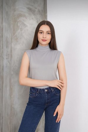 Kadın Sıfır Kol Kolsuz Body VİSKON Boğazlı Body