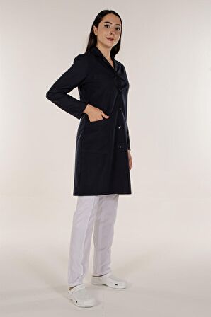 Lacivert Kadın İş Önlük Açık Yaka