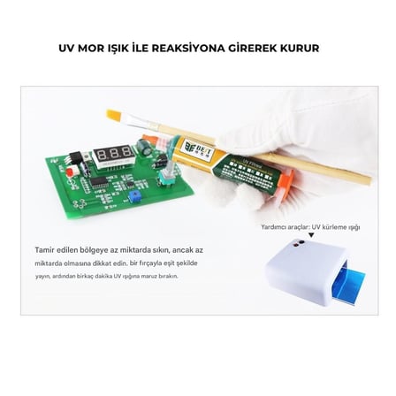 UV Mor Işıkla Kürleme Boyası Lehim Maskesi UV Boya | 10cc KIRMIZI