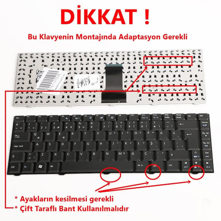 Acer eMachines D500 D520 D700 D720 E520 E700 E720 Notebook Klavyesi, Laptop Tuş Takımı (Siyah TR)