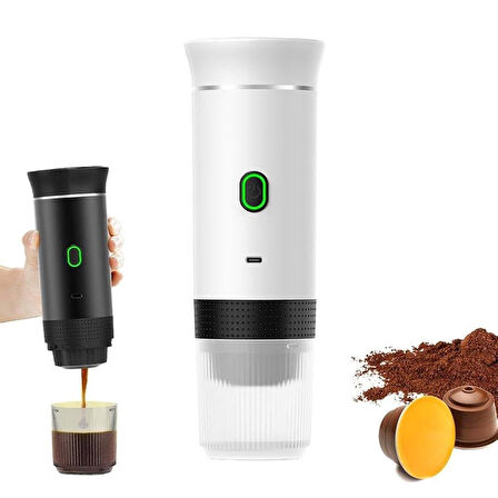 4Berry Taşınabilir Şarjlı Espresso Makinesi Kapsül ve Toz Kahve Uyumlu-CM Pro Siyah