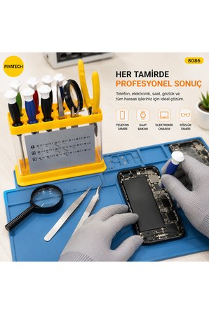 11 Parça Kutulu Hassas Telefon Ve Elektronik Tamir Tornavida Seti Büyüteçli Cımbızlı Kit 8086