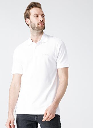 Columbia CS0214 Polo Yaka Kısa Kol StandartKalıp Baskılı Beyaz Erkek T-Shirt