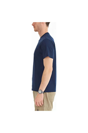 Erkek Pamuklu Marka Logolu Yazlık Günlük Kullanım Lacivert T-Shirt 9120340-010