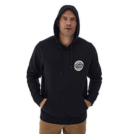 Button Badge Hoodie Erkek Siyah Outdoor Sweatshirt CS0391-010