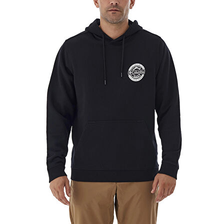 Button Badge Hoodie Erkek Siyah Outdoor Sweatshirt CS0391-010