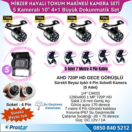 Mibzer için 4+1 Büyük Kameralı 10.36 inç Dokunmatik Monitör Beşe Bölen Kayıtlı 256 Gb Sd Kart Destekli