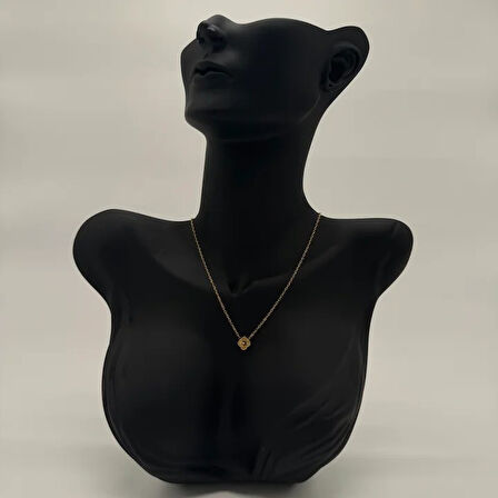 Çelik Gold Yonca Detay Minimal Kolye - Gold