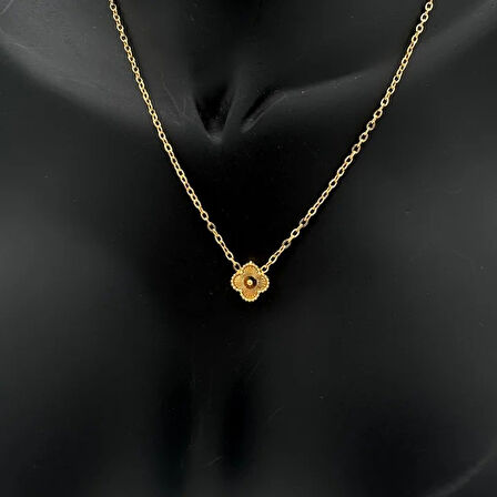 Çelik Gold Yonca Detay Minimal Kolye - Gold