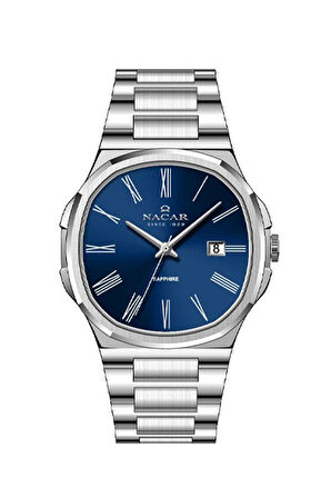 SAFİR CAM KLASİK GÜMÜŞ ERKEK KOL SAATİ NC33-298377-ALM