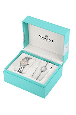 SAFİR CAM GÜMÜŞ KADIN KOL SAATİ NC34-39B647-AGMS-SET