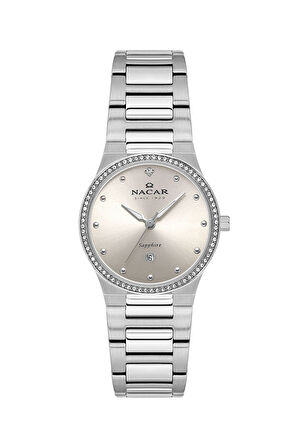 SAFİR CAM GÜMÜŞ KADIN KOL SAATİ NC34-39B647-AGMS-SET