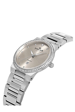 SAFİR CAM GÜMÜŞ KADIN KOL SAATİ NC34-39B647-AGMS-SET