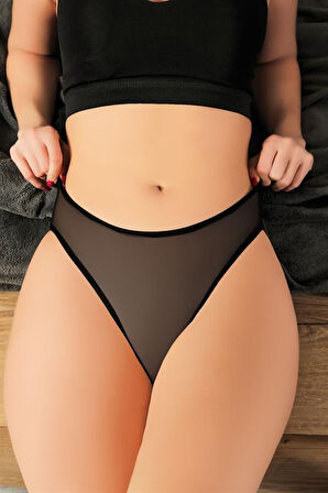 ÖZEL TASARIM  SIYAH DANTELLI ARKASI DEKOLTELI FANTEZI KÜLOT