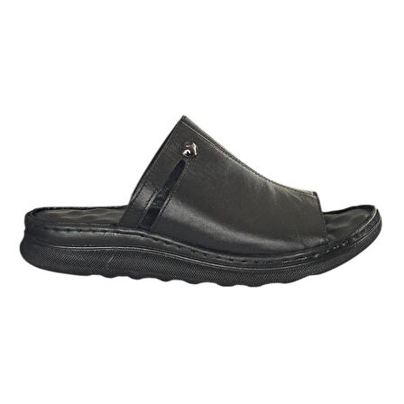 Cex 25Y TRV Siyah Kadın Hakiki Deri Günlük Terlik