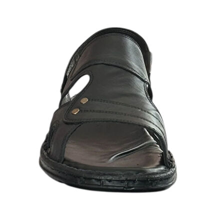 Cex 25Y TRV-7 Siyah Erkek Hakiki Deri Sandalet