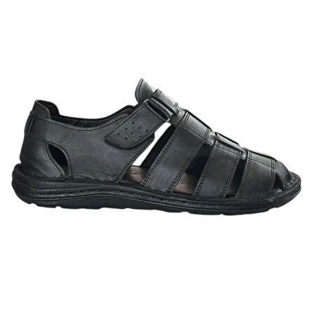 Cex 25Y TRV-8 Siyah Erkek Hakiki Deri Sandalet