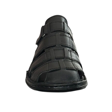 Cex 25Y TRV-8 Siyah Erkek Hakiki Deri Sandalet