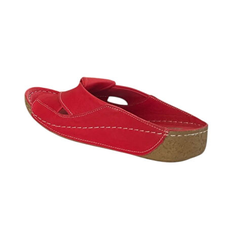 Cex 25Y GRF Kırmızı Kadın Hakiki Deri Günlük Terlik