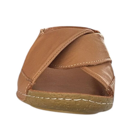 Cex 25Y GRF Taba Kadın Hakiki Deri Günlük Terlik