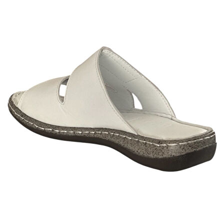 Cex 25Y NBL03 Beyaz Kadın Hakiki Deri Günlük Terlik
