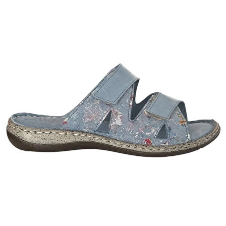 Cex 25Y NBL03 Mavi Kadın Hakiki Deri Günlük Terlik