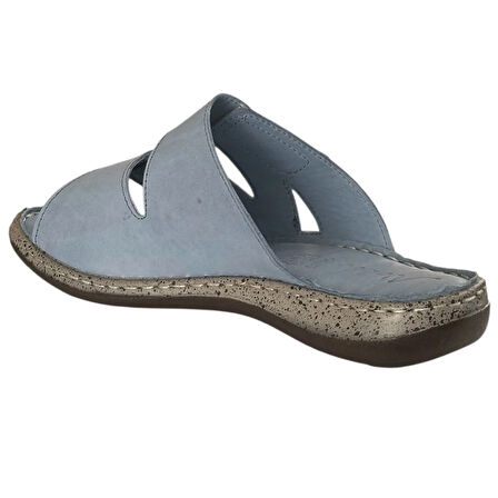 Cex 25Y NBL03 Mavi Kadın Hakiki Deri Günlük Terlik