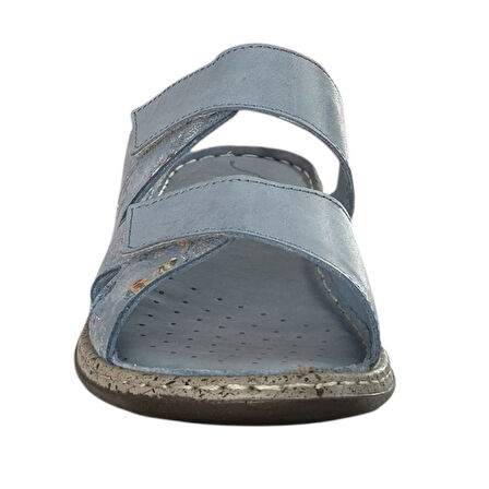 Cex 25Y NBL03 Mavi Kadın Hakiki Deri Günlük Terlik