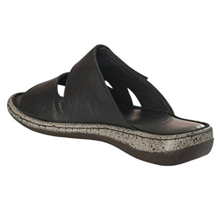 Cex 25Y NBL03 Siyah Kadın Hakiki Deri Günlük Terlik