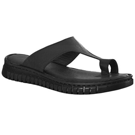 Cex 25Y NBL02 Siyah Kadın Hakiki Deri Parmak Arası Terlik