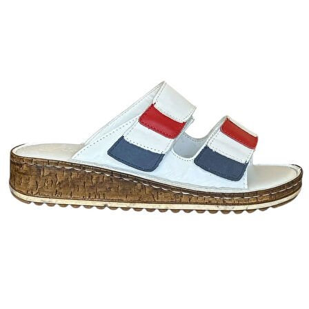 Cex 25Y NBL04 Beyaz Kadın Hakiki Deri Günlük Terlik