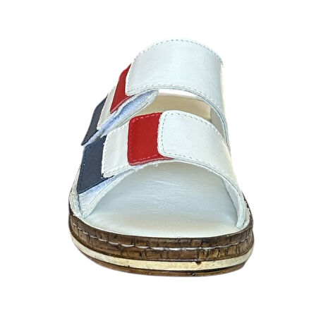 Cex 25Y NBL04 Beyaz Kadın Hakiki Deri Günlük Terlik