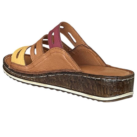 Cex 25Y NBL05 Taba Kadın Hakiki Deri Günlük Terlik