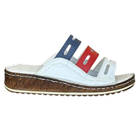 Cex 25Y NBL05 Beyaz Kadın Hakiki Deri Günlük Terlik