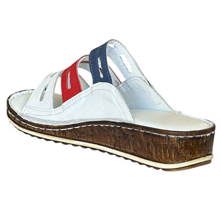 Cex 25Y NBL05 Beyaz Kadın Hakiki Deri Günlük Terlik