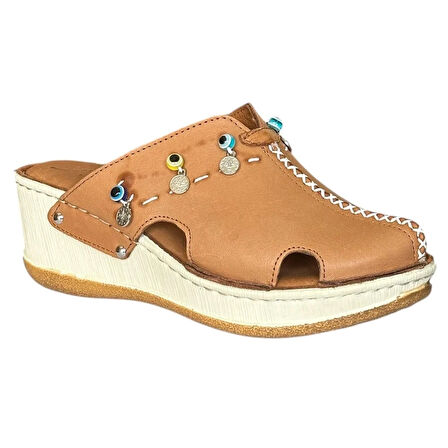 Cex 25Y NBL07 Taba Kadın Hakiki Deri Günlük Terlik