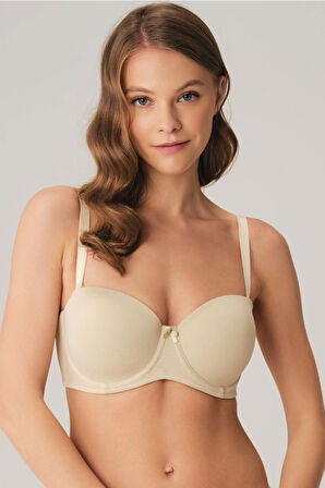 Kadın Balenli Desteksiz Dolgusuz Askısız Straplez Yumuşak Süngerli Günlük Klasik T-Shirt Sütyeni (3346) MAN3346