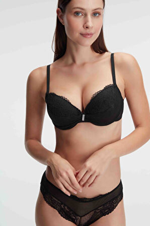 Kadın Balenli Destekli Dolgulu Taşlı Dantelli Sütyen ve Slip Takım (4825) MAN4825