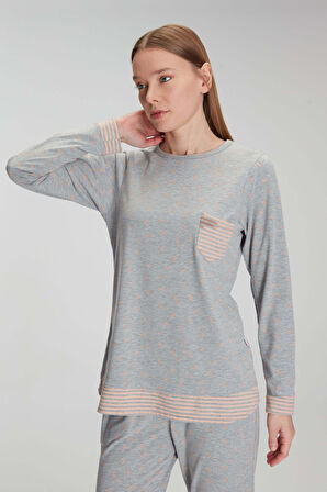 Anıl 11274 Kadın Pamuklu Uzun Kollu Pijama Takımı MAN11274