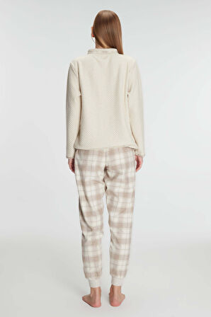 Anıl 11210 Kadın Fermuarlı Uzun Kol Sweatshirt Pantolon Takım Viskon ve Pamuklu Pijama Takımı MAN11210