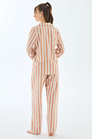 Anıl 11498 Kadın Viscose Çizgili Gömlek Pantolon Pijama Takımı MAN11498