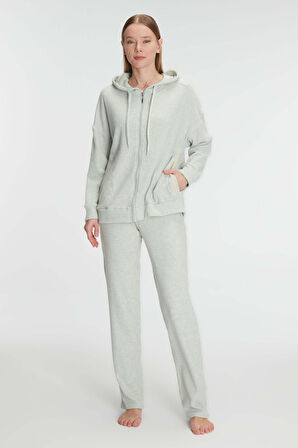 Anıl 11333 Kadın Pamuklu Homesuit Kapüşonlu Fermuarlı Ev Giyim Pijama Takımı MAN11333