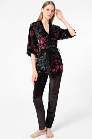 Anıl Kadın Sabahlık Bustiyer Pantolon Takım 5688 