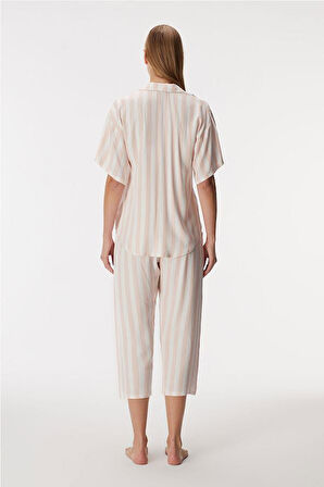 Anıl MAN11406 Kadın Kısa Kol Gömlek ve Kapri Pantolon Takım