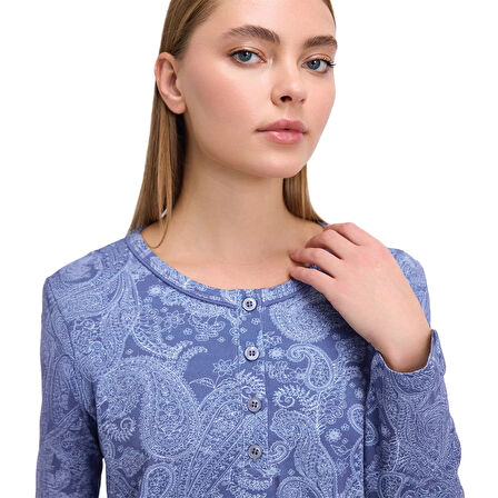 Anıl 11567 Kadın Pamuklu Uzun Kollu Gecelik