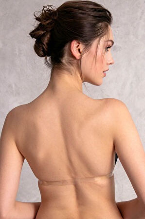 Kadın Balenli Destekli Dolgulu Askısız Straplez Sırtı Şeffaf Sırt Dekoltesi Sütyeni (3689) MAN3689