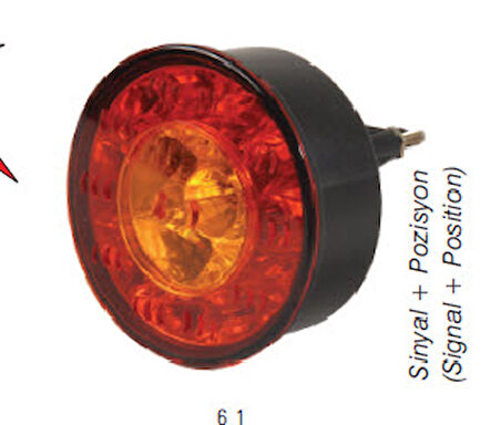 Unıversal Arka  Üst Aydınlatma Lambası  , Sinyal + Park  ( Ø 98mm ) , 24 V , Ledli   Bmc/temsa - Farba-13446e