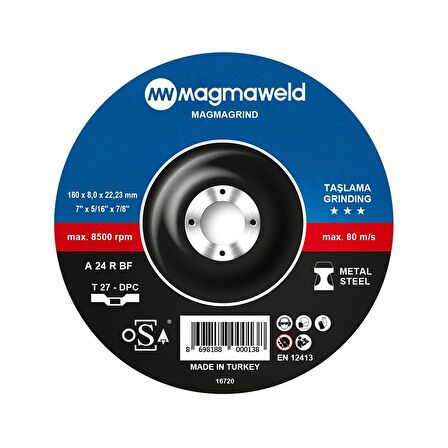 Magmaweld Magmagrind Taşlama Taşı -180x8.0x22mm-813M218087-A (10 Adet)